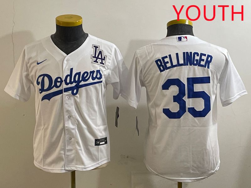 Youth Los Angeles Dodgers #35 Bellinger White Game 2025 Nike MLB Jersey style 9->youth mlb jersey->Youth Jersey